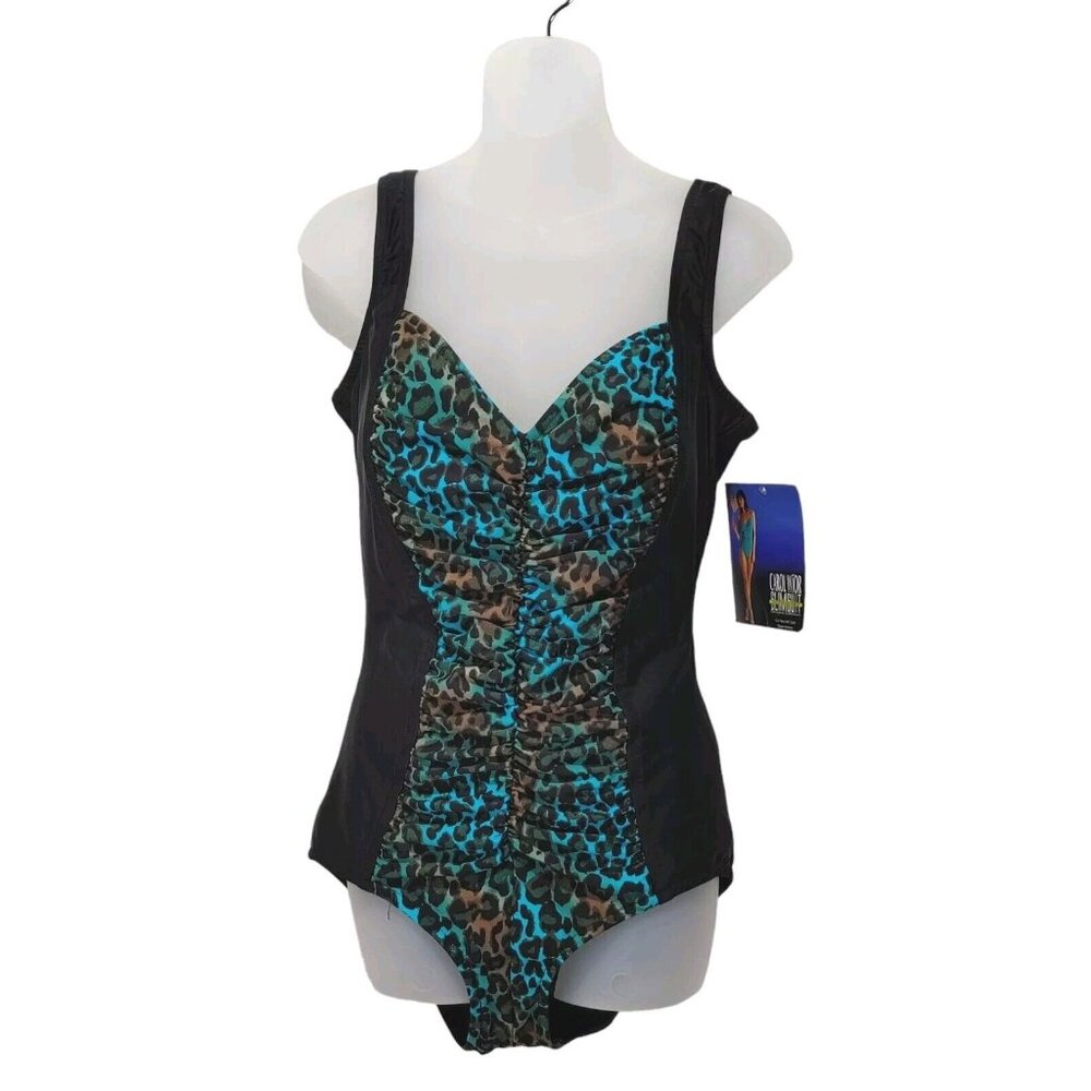 Carol Wior Bathing Suit Shirred Front Underwire Pool / Beach Swimsuit Si…